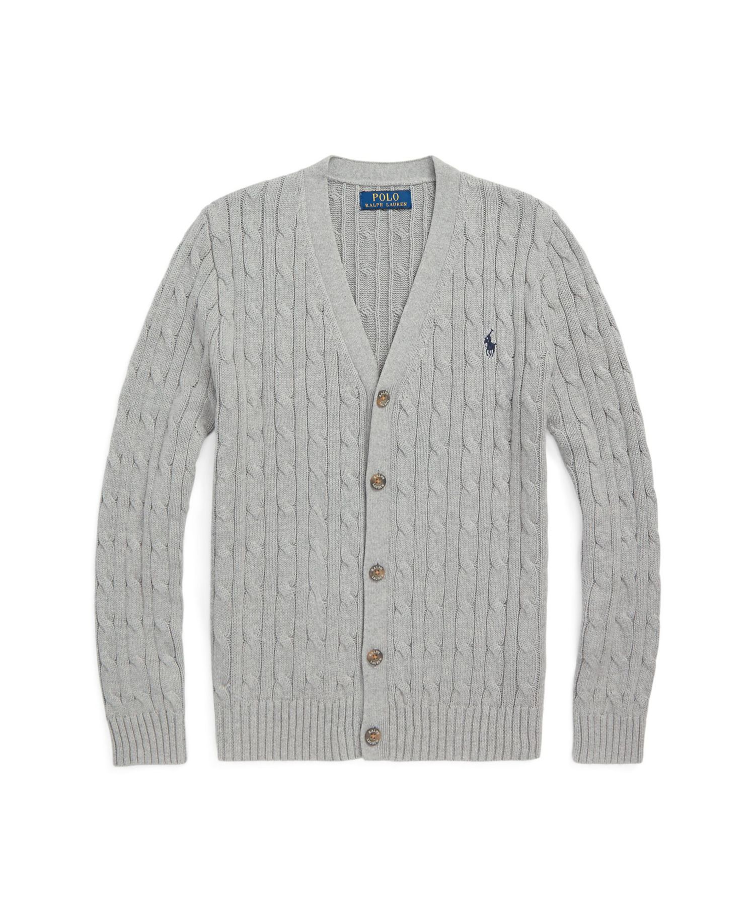 Big Boys Cable-Knit Cotton V-Neck Cardigan Sweater