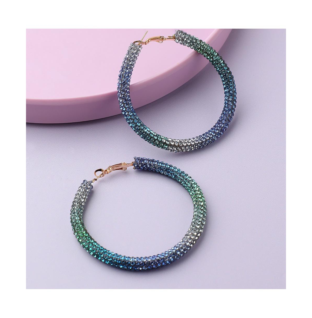 Sohi Women's Crystal Hoop Earrings -Pastel Purple
