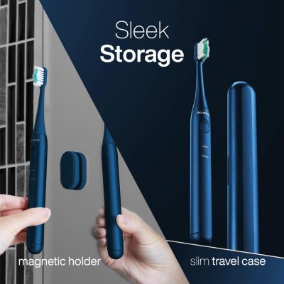 Icon Rechargeable Toothbrush | Magnetic Holder & Slim Travel Case | 2 Brushing Modes & Smart Timers | Modern & Convenient