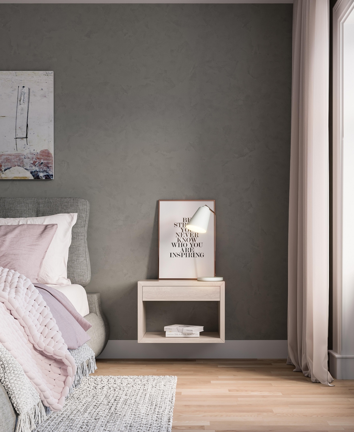 Woodek Elegant Hardwood Nightstand - Classic Bedside Table With A Drawer And A Shelf