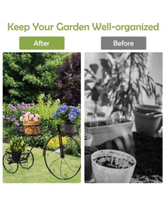 Tricycle Plant Stand Flower Pot Cart Holder in Parisian Style