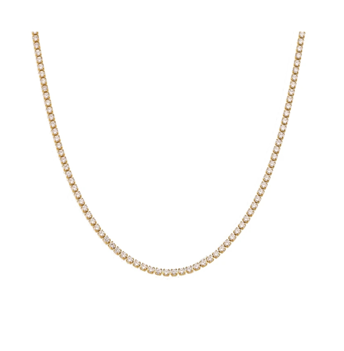 Elegant Cubic Zirconia Choker Tennis Necklace - Gold
