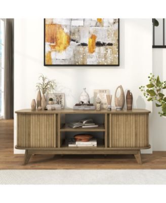 TV Stand for 55-Inch TV Media Console Table with Dual Sliding Doors