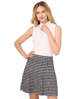 Women's Sleeveless Mock Neck Wide Rib Knit Top