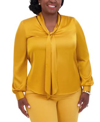 Kasper - Women's Long-Sleeve Scarf-Neck Top