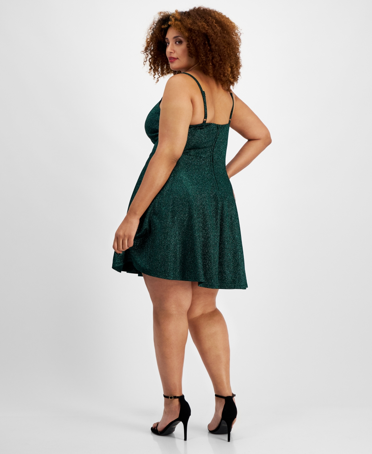 City Studios Trendy Plus Size Glittered Fit & Flare Dress