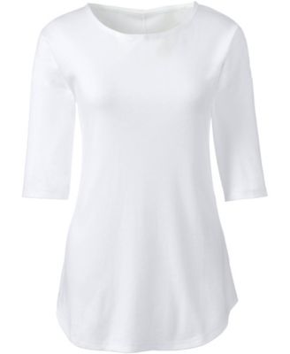 Plus Size Supima Micro Modal Elbow Sleeve Balletneck Curved Hem Top