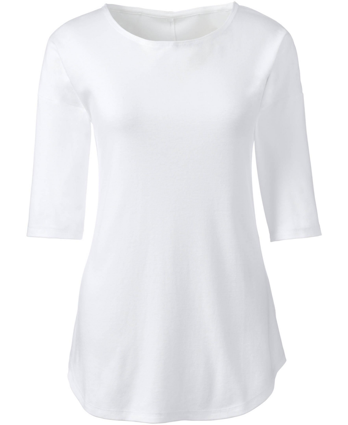 Lands' End Plus Size Supima Micro Modal Elbow Sleeve Balletneck Curved Hem Top