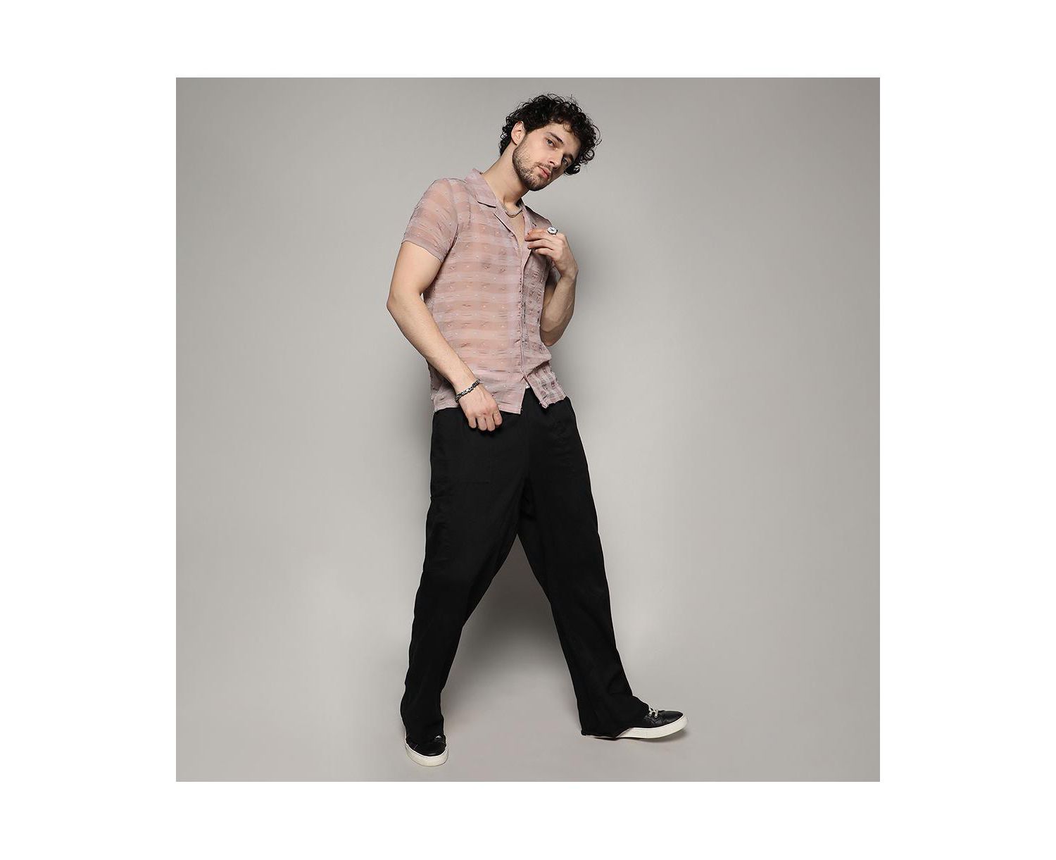 Men's Brown Self-Design Buffalo Check Shirt