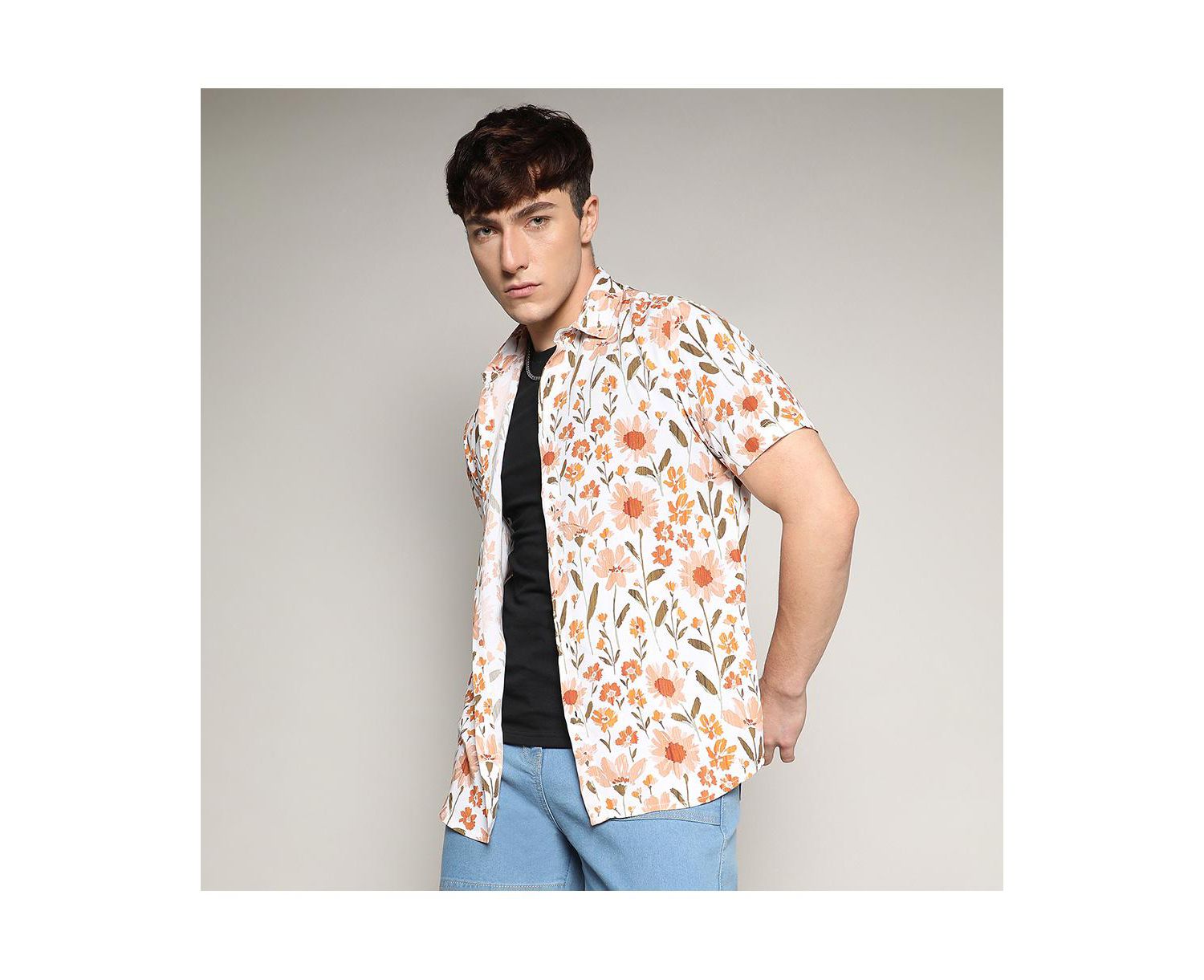 Men's Orange Flower Shirt