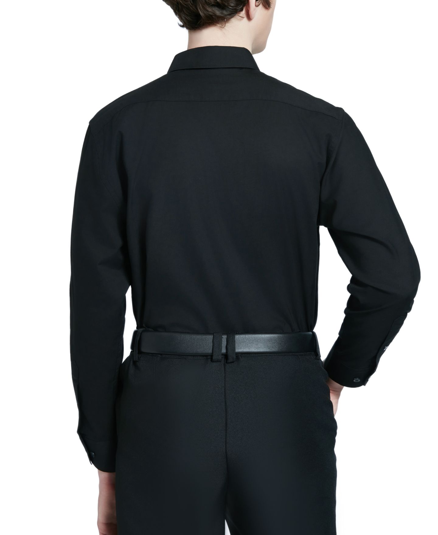Мужская рубашка Perry Ellis Portfolio Perry Ellis Modern-Fit Lux Twill Solid Dress Shirt, цвет: Чёрный — фото 4