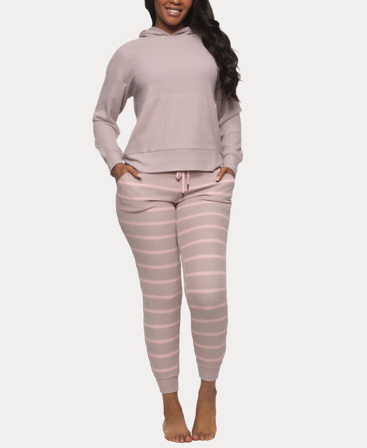 Women's Jolie Pullover Hoodie and Jogger Lounge Set - Whisper White