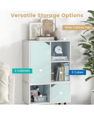 Stackable Bookcase with Adjustable Shelf and Cubes