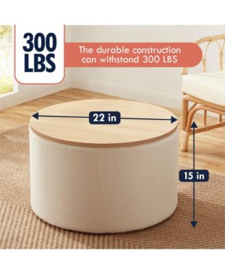 Parker Large Round Coffee Table Storage Ottoman