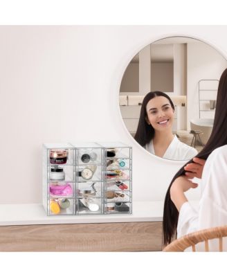 14 Drawers Acrylic Organizer for Makeup, Organization and Storage, Art Supplies, Jewelry, Stationary - 3 Pcs Clear Stackable Storage Drawers