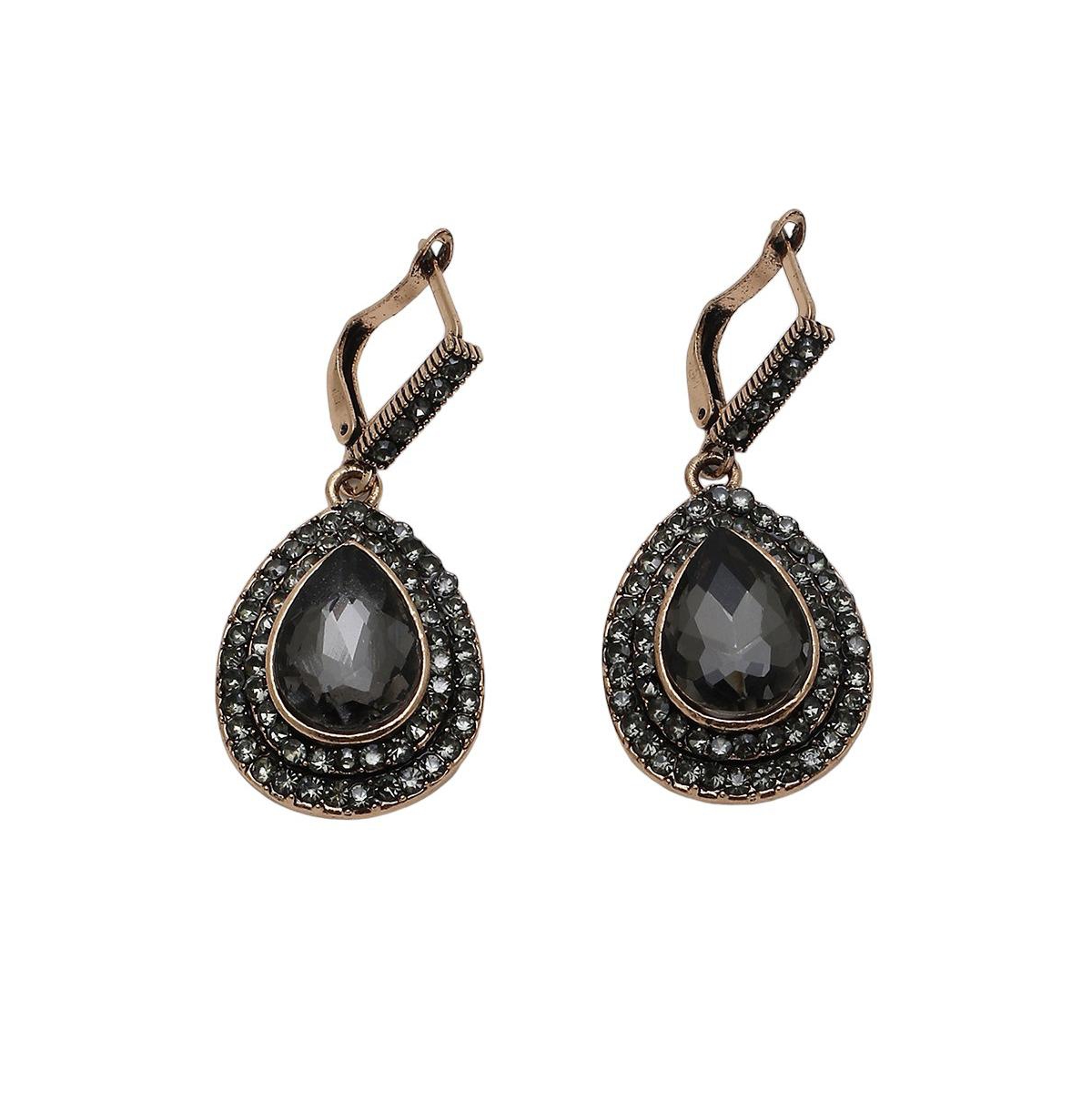 Sohi Women's Stone Drop Earrings In Black