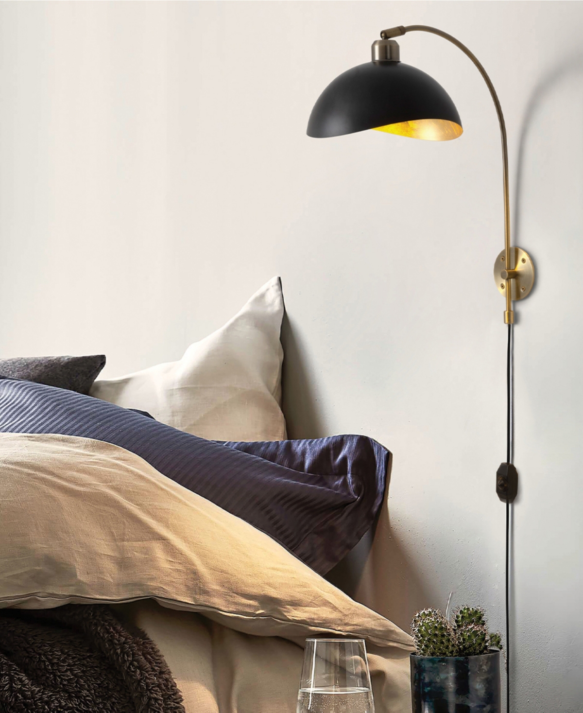 Shop Nova Of California Luna Bella 8" Switch Wall Sconce In Brass,matte Black