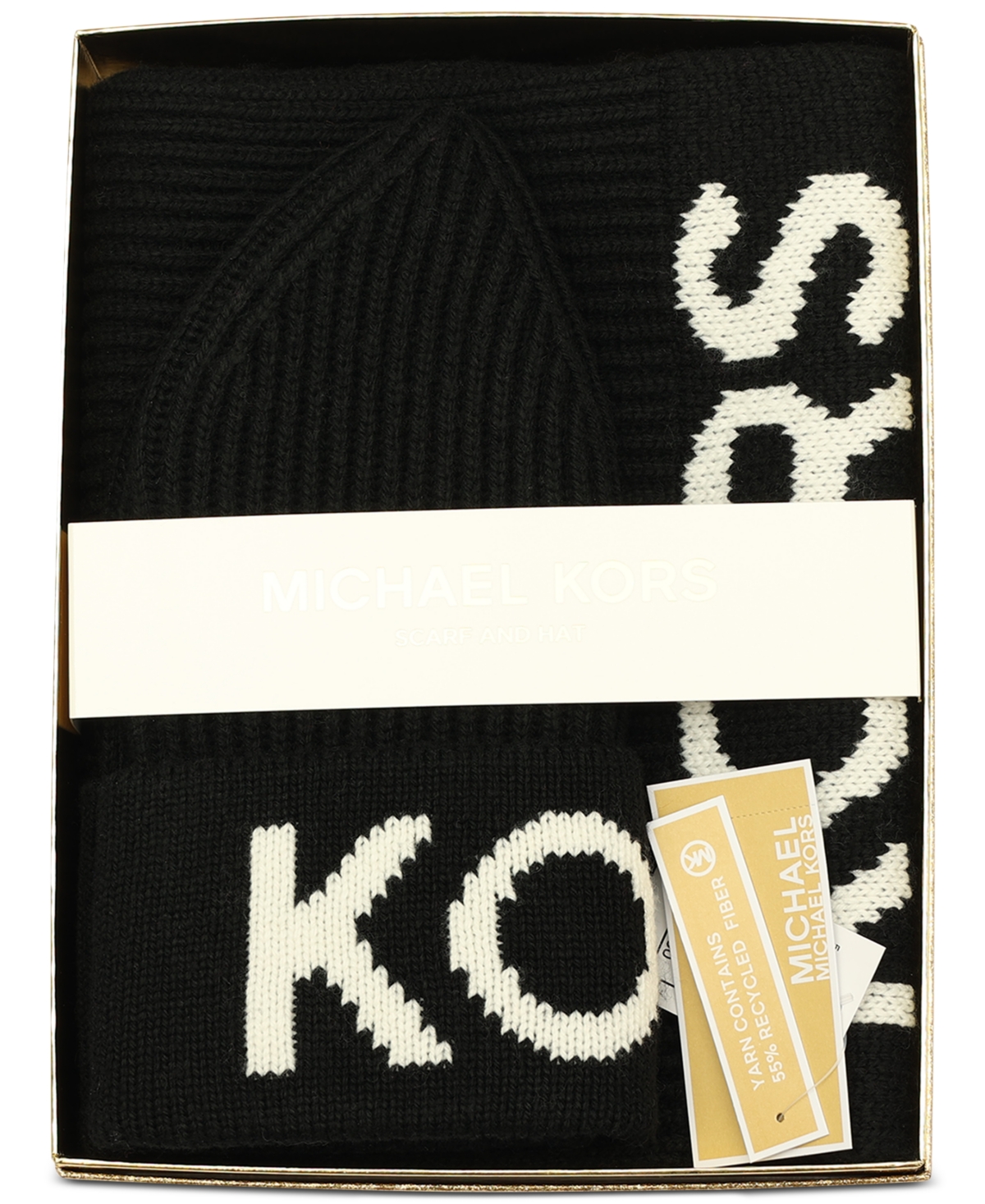 Michael Michael Kors Fisherman's Rib Beanie and Scarf Boxed Gift Set