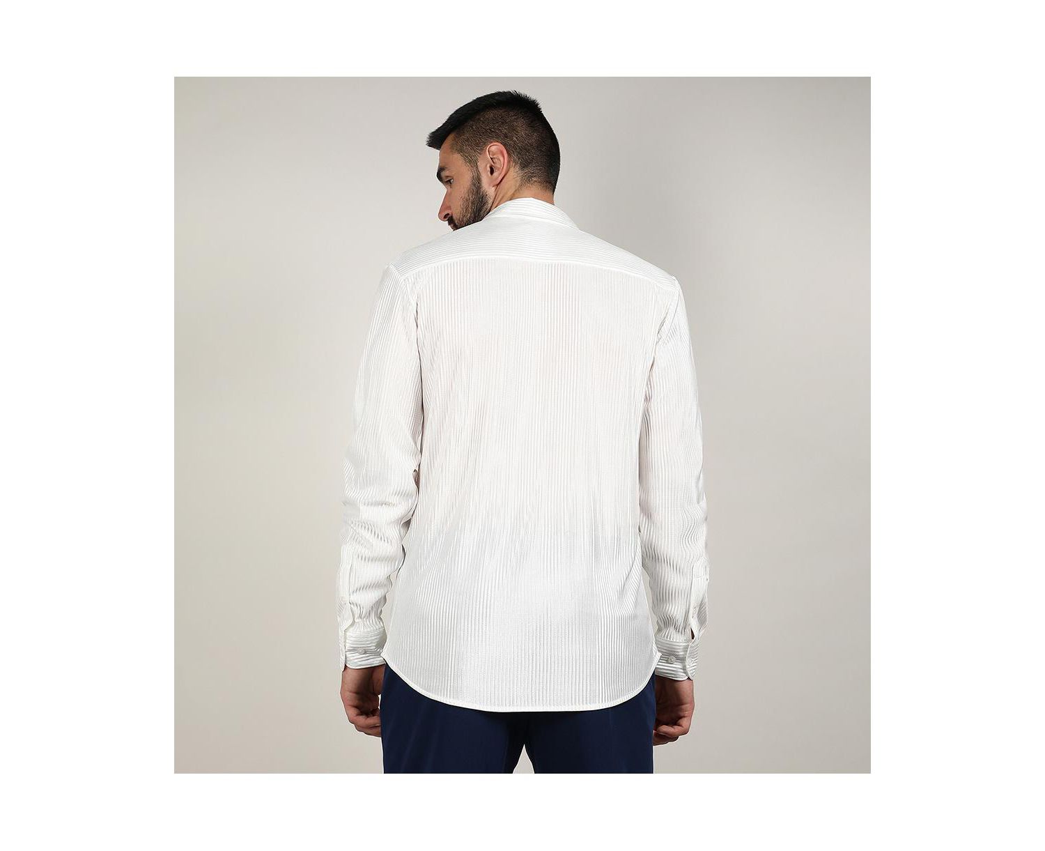 Men's Chalk White Pleat-Creased Shirt