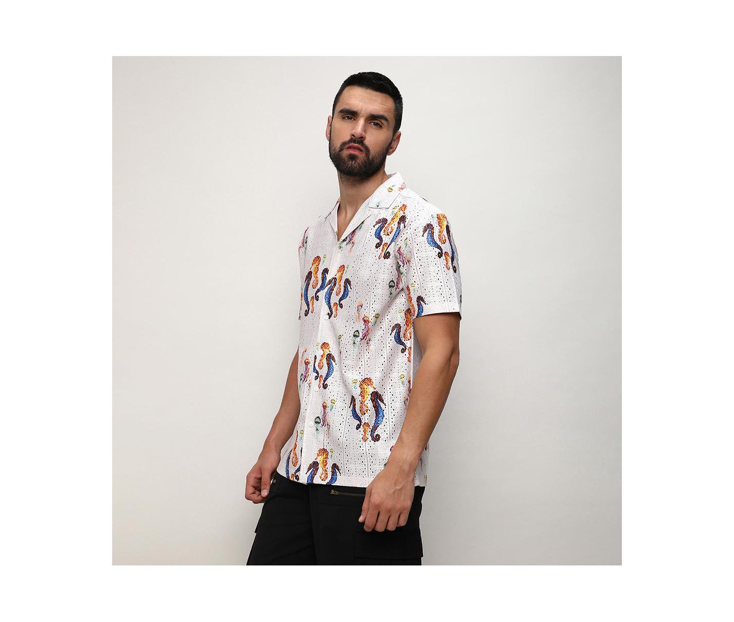 Мужская рубашка Cahoot Campus Sutra Multicolour Mesh Seahorse, цвет: Белый — фото 6