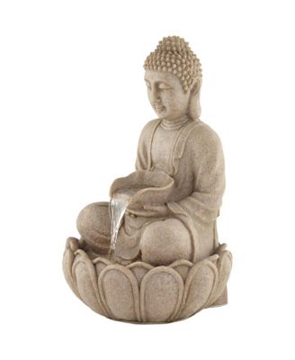 Calm Buddha 22" High Large Zen Asian Indoor Outdoor Decor Sand Stone Floor Fountain with Light LED Outside