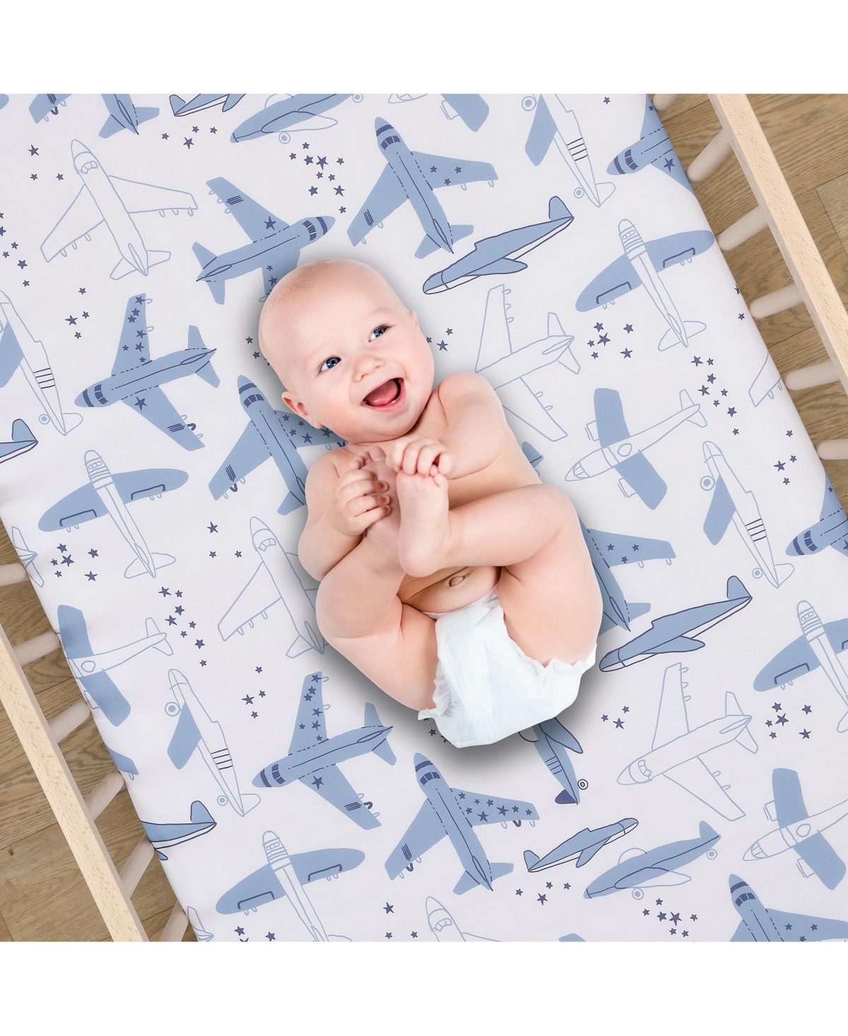 Bedtime Originals Little Aviator Airplane Baby/Toddler White Fitted Crib Sheet