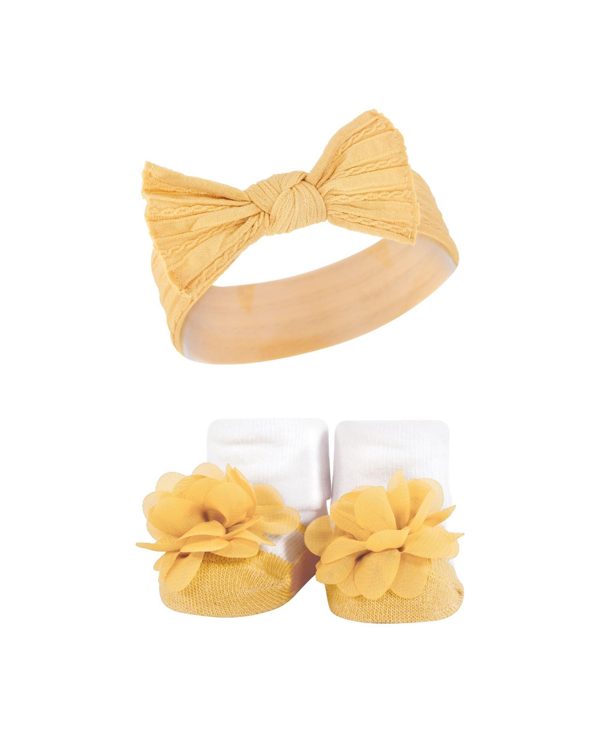 Hudson Baby Baby Girls Headband and Socks Giftset, One - Purple green yellow