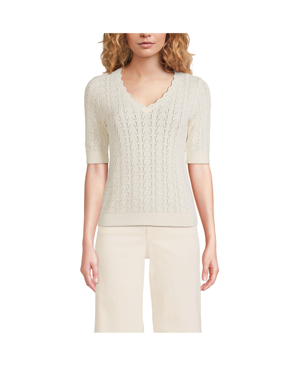 Women's Heirloom Pointelle Sweater - Fresh ivory