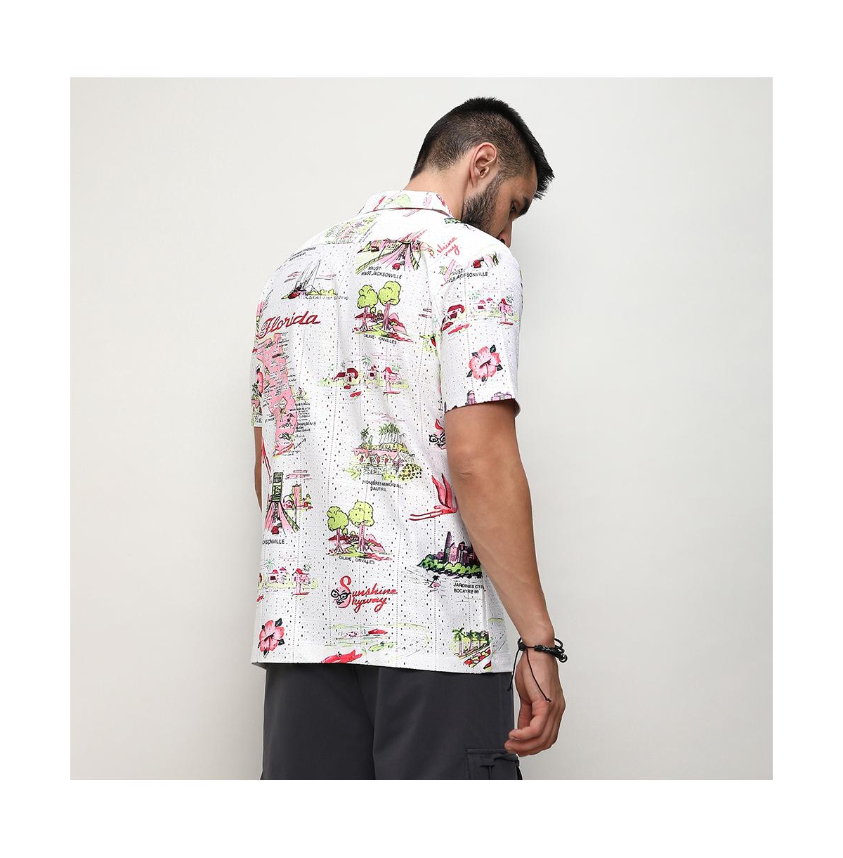 Campus Sutra Men's ChalkBlush Pink Maps Shirt - White