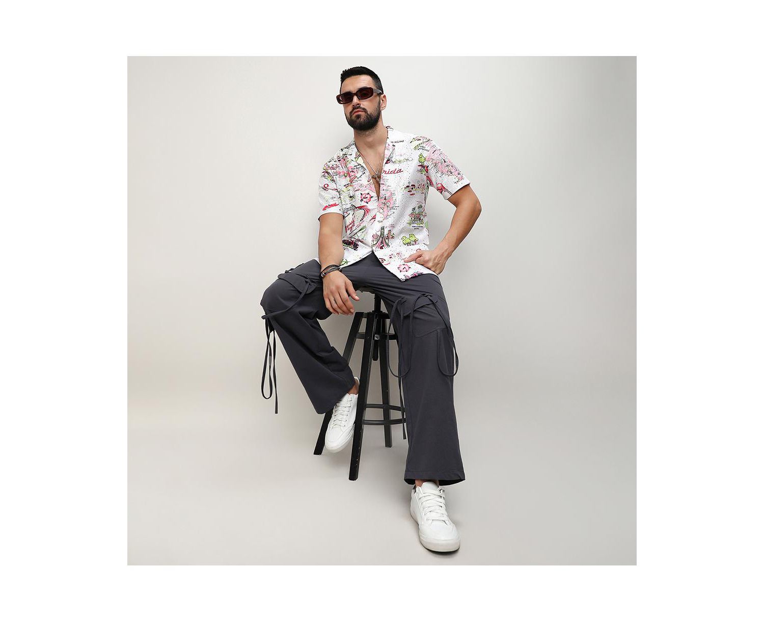 Men's Chalk White:Blush Pink Maps Shirt