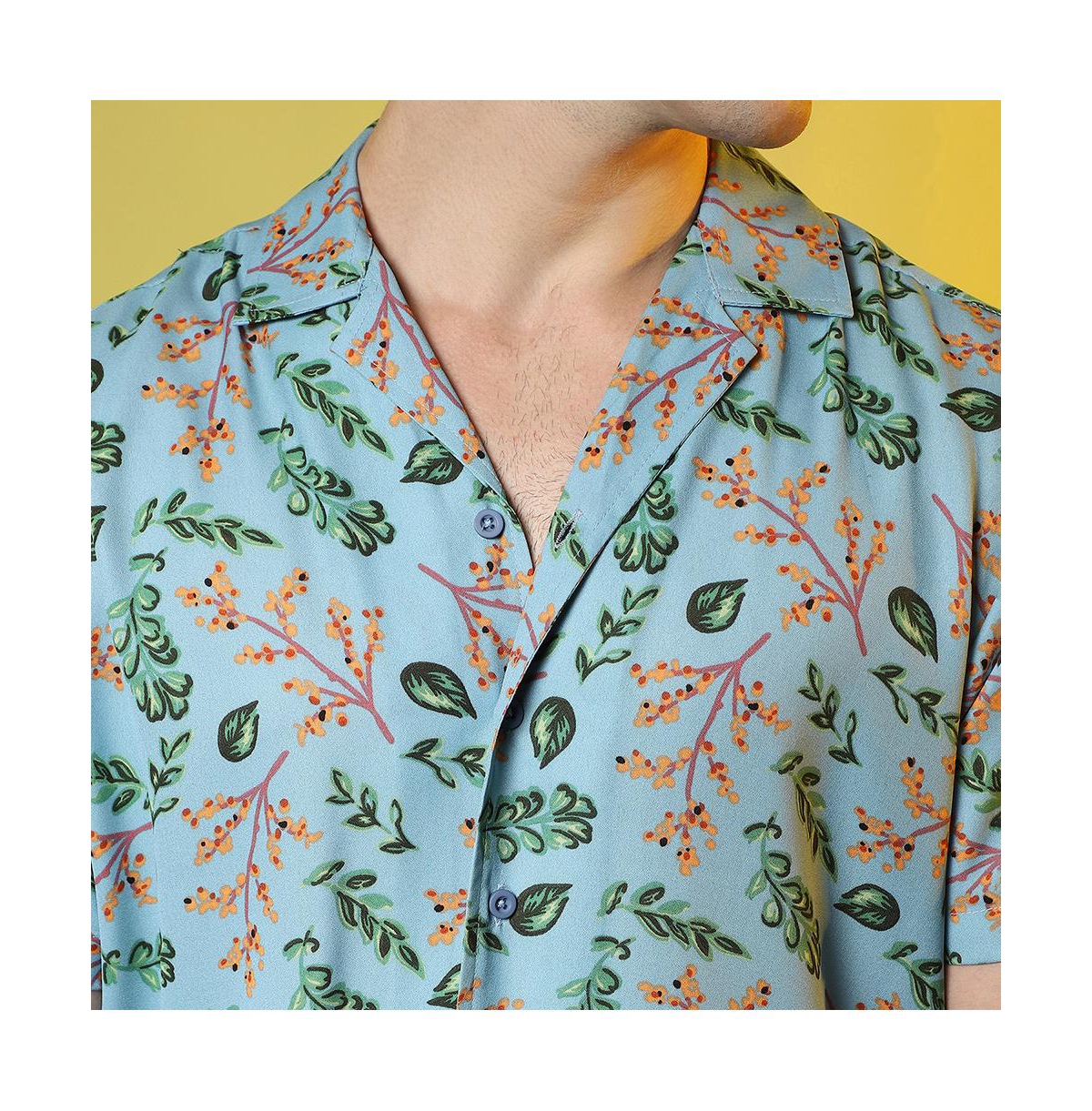 Campus Sutra Men's SkyFoliage Shirt - Blue
