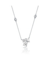 GiGiGirl Sterling Silver Cubic Zirconia Cluster Station Necklace - White