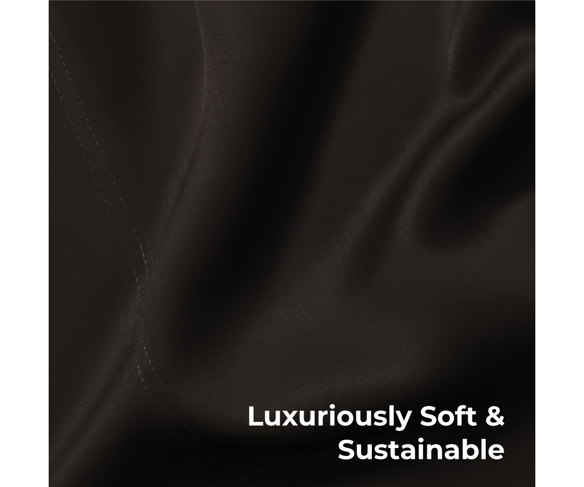 Cariloha Retreat 4-Piece Sateen Sheet Set | Black Sand | Queen | Lyocell Material | Breathable, Corner Straps, Extra soft & Cooling