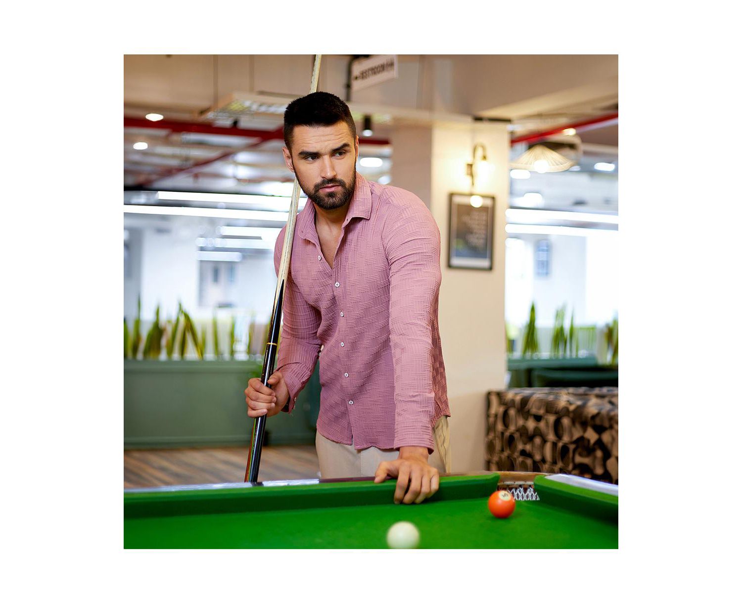 Men's Nude Pink Self-Design Intertwine Shirt