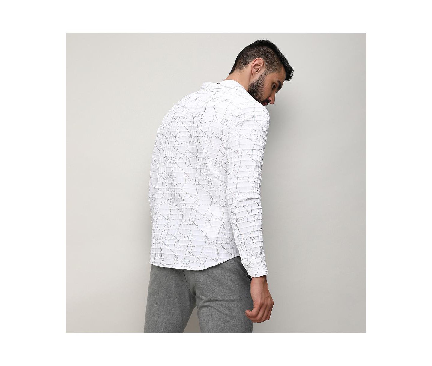 Мужская рубашка Cahoot Chalk White Holographic Veined Textured, цвет: Белый — фото 4