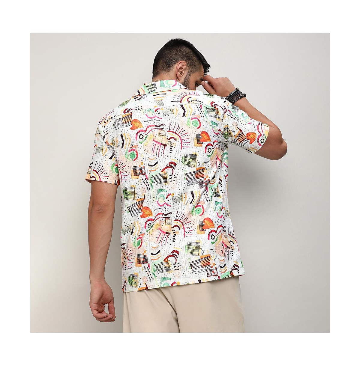 Campus Sutra Men's Multicolour Mesh Graphic Shirt