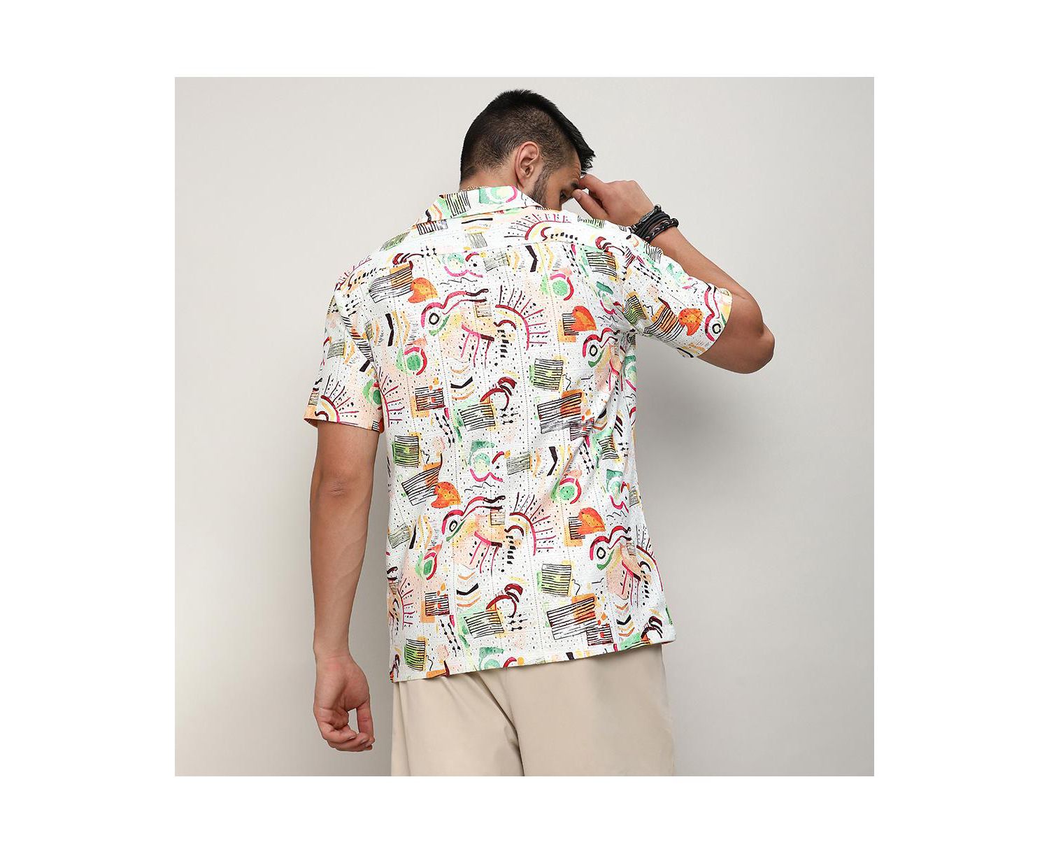 Men's Multicolour Mesh Graphic Shirt
