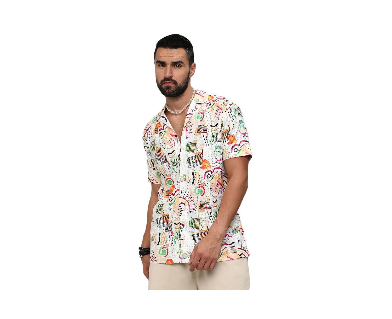 Men's Multicolour Mesh Graphic Shirt