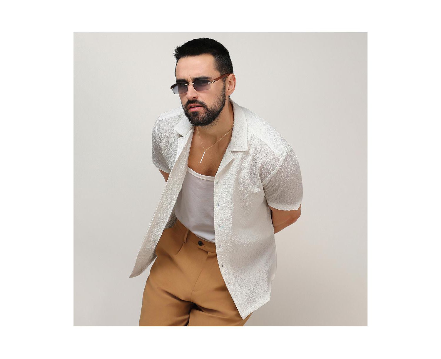 Men's Chalk White Micro Creased Shirt