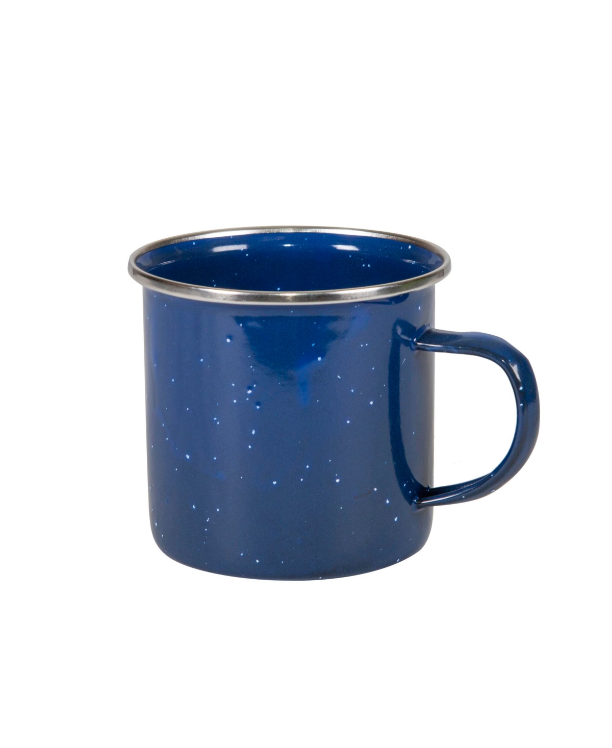 Enamel Coffee Mug 12 Oz - Blue with silver trim