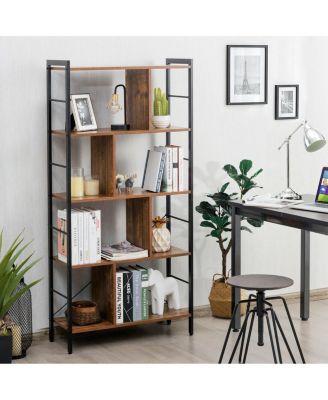 4-Tier Industrial Freestanding Bookshelf with Metal Frame