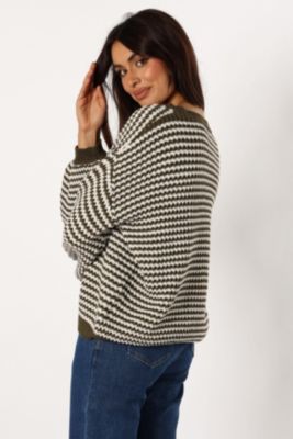 Women's Becca Crewneck Waffle Stitch Stripe Knit Sweater