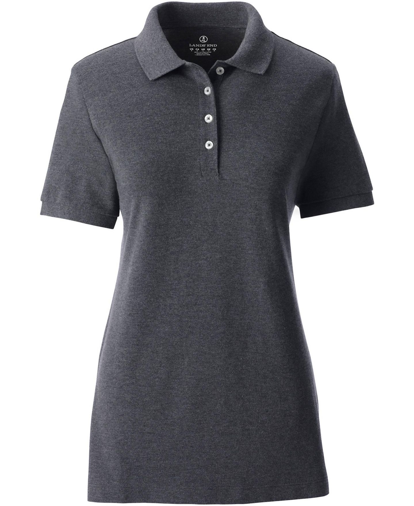Женское поло Lands' End Banded Short Sleeve Fem Fit Mesh Polo, цвет: Угольный меланжевый — фото 2