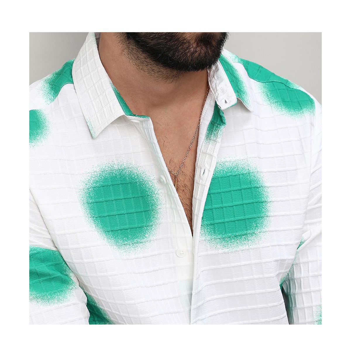 Campus Sutra Men's ChalkEmerald Green Spraypaint Shirt - White