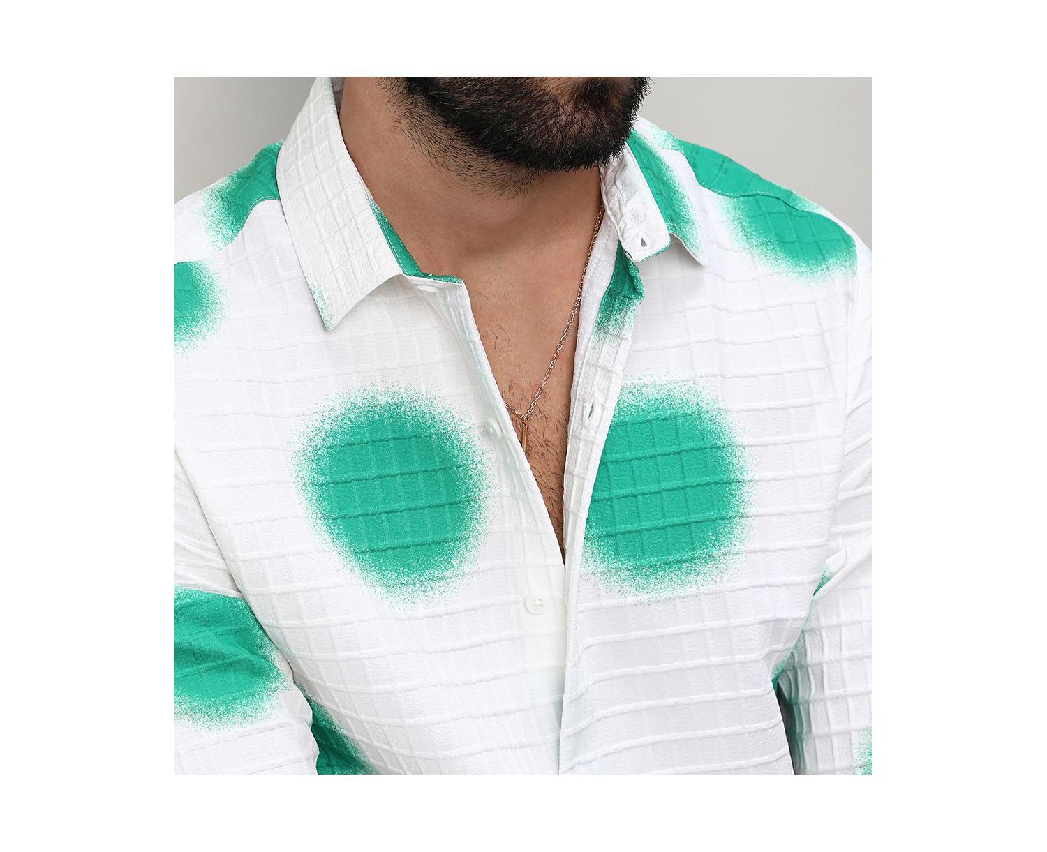 Men's Chalk White:Emerald Green Spraypaint Shirt