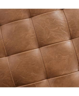 Faux Leather Round Storage Ottoman with Legs and Lift Off Lid