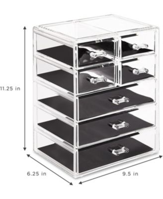 Acrylic Makeup Organizer Case - Big Clear Makeup Organizer for Vanity, Bathroom, College Dorm, Closet, Desk