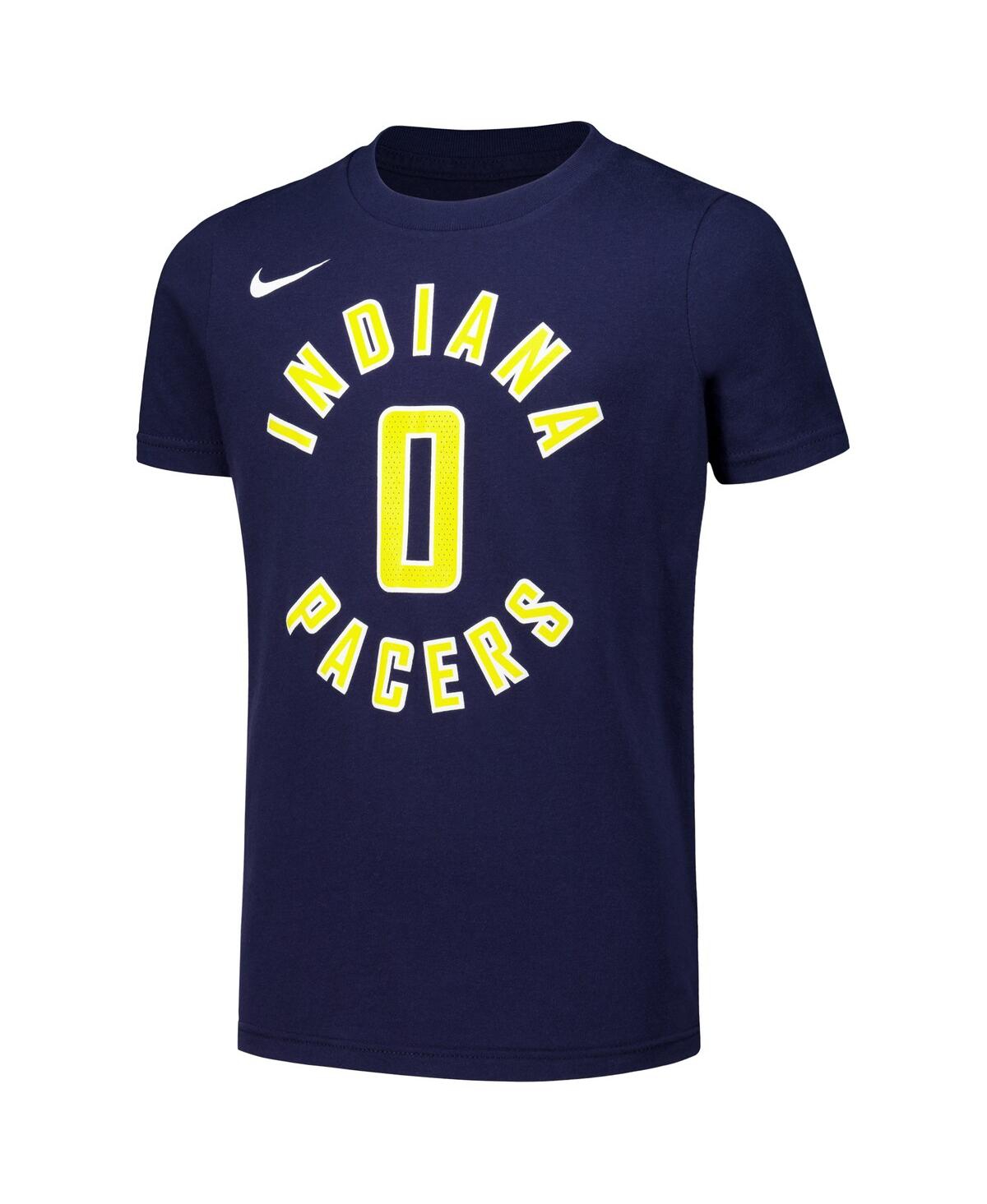 Nike Big Boys And Girls Tyrese Haliburton Navy Indiana Pacers Icon Edition Name Number T-shirt In Nbocollege