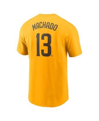 Men's Manny Machado Gold San Diego Padres Fuse Name Number T-Shirt