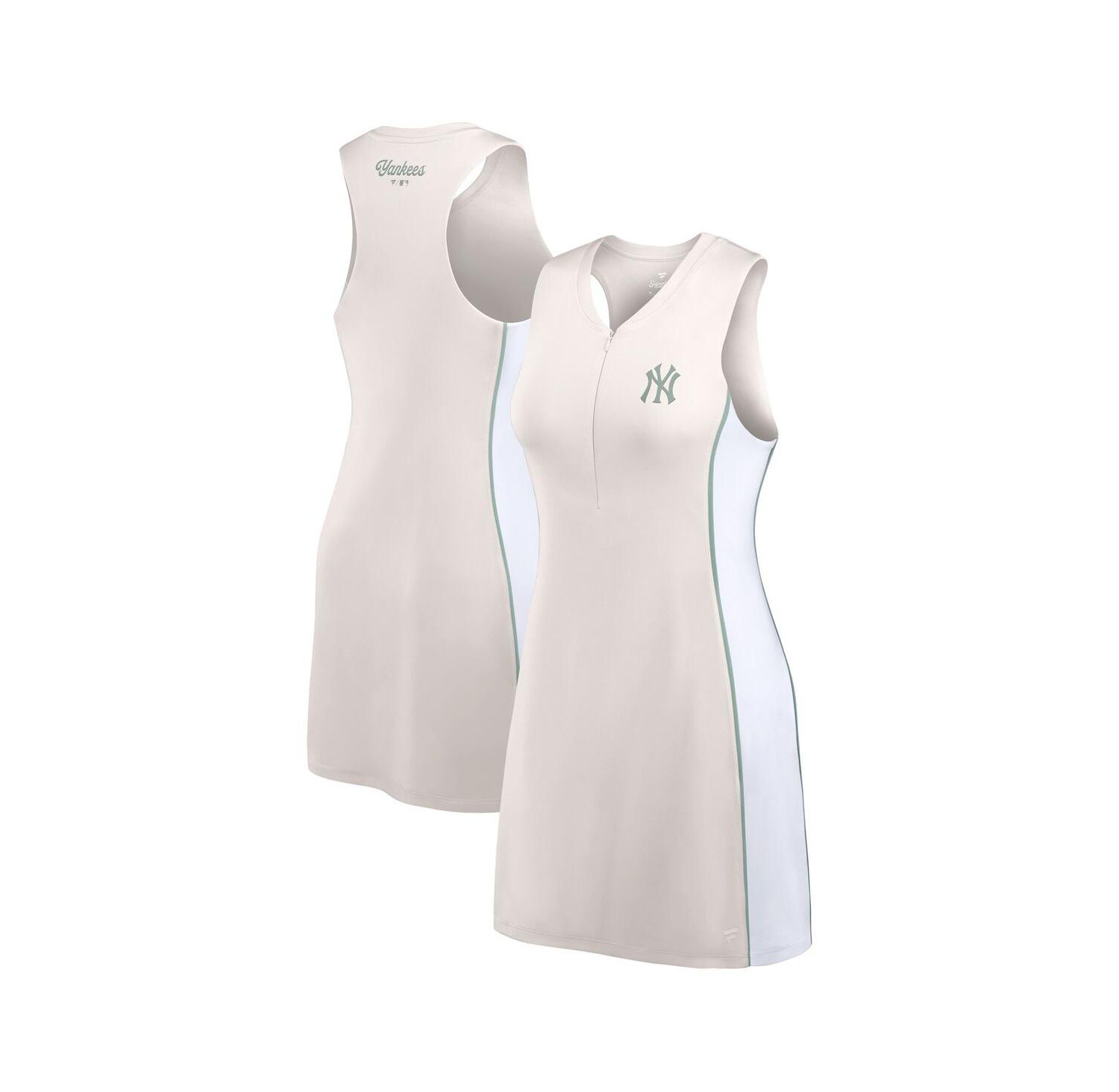 Women's Cream New York Yankees Studio Boost Athletic Half-Zip Dress